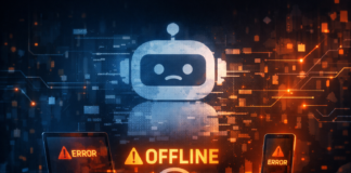 Site ChatGPT Sai do Ar: Veja Por Que a Ferramenta Sumiu e O Que Fazer Ilustração de chatbot offline