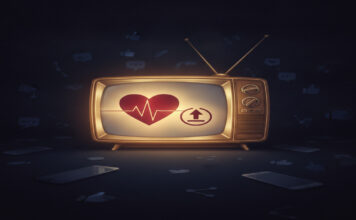 A Hipocrisia do Alcance: Quando a Campanha Social Vira Marketing Corporativo Ilustração conceitual sobre campanha social corporativa, televisão e redes sociais