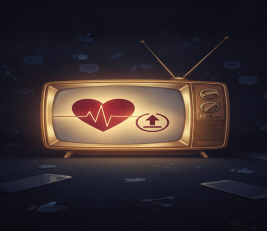 A Hipocrisia do Alcance: Quando a Campanha Social Vira Marketing Corporativo Ilustração conceitual sobre campanha social corporativa, televisão e redes sociais
